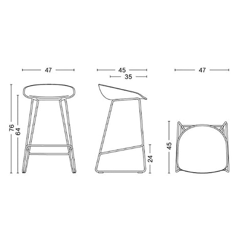 About a Stool AAS 38 Bar Stool Low Stainless Steel Base